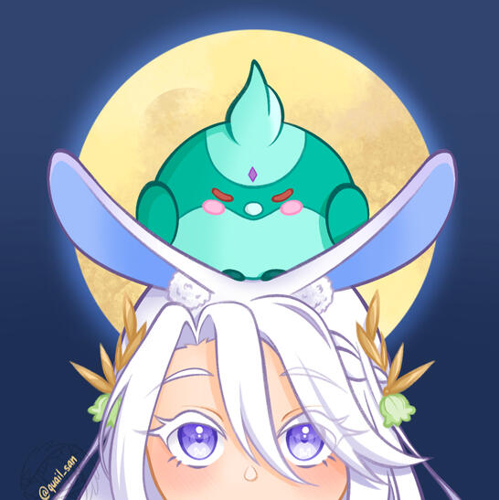 Xiao bird from Genshin Impact and Huey (Genshin OC created by Aky)